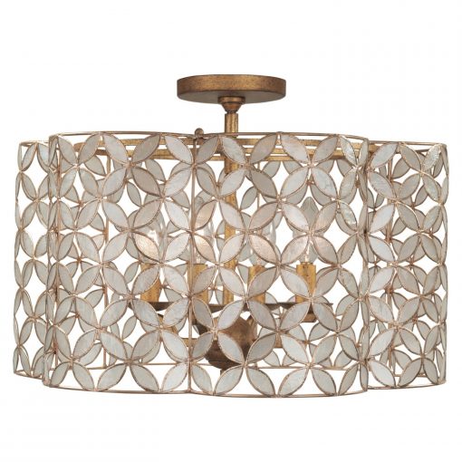 Capiz shell flowers adorn this whimsical Maurelle Lighting Collection from Kalco.