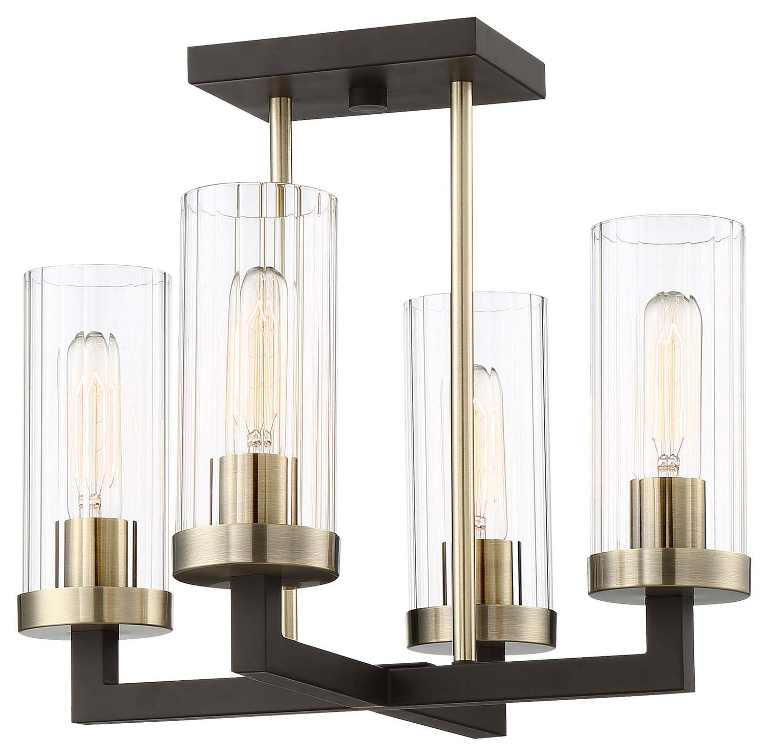 Product photo of the Ainsley Court Four Light Semi Flush Mount in Aged Kinston Bronze w/Brass Highlights ( SKU# 3049-560 )