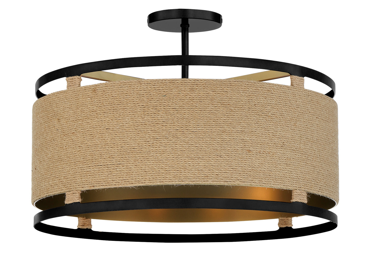 Product photo of the Windward Passage Four Light Semi Flush Mount in Coal And Soft Brass ( SKU# 3869-726 )