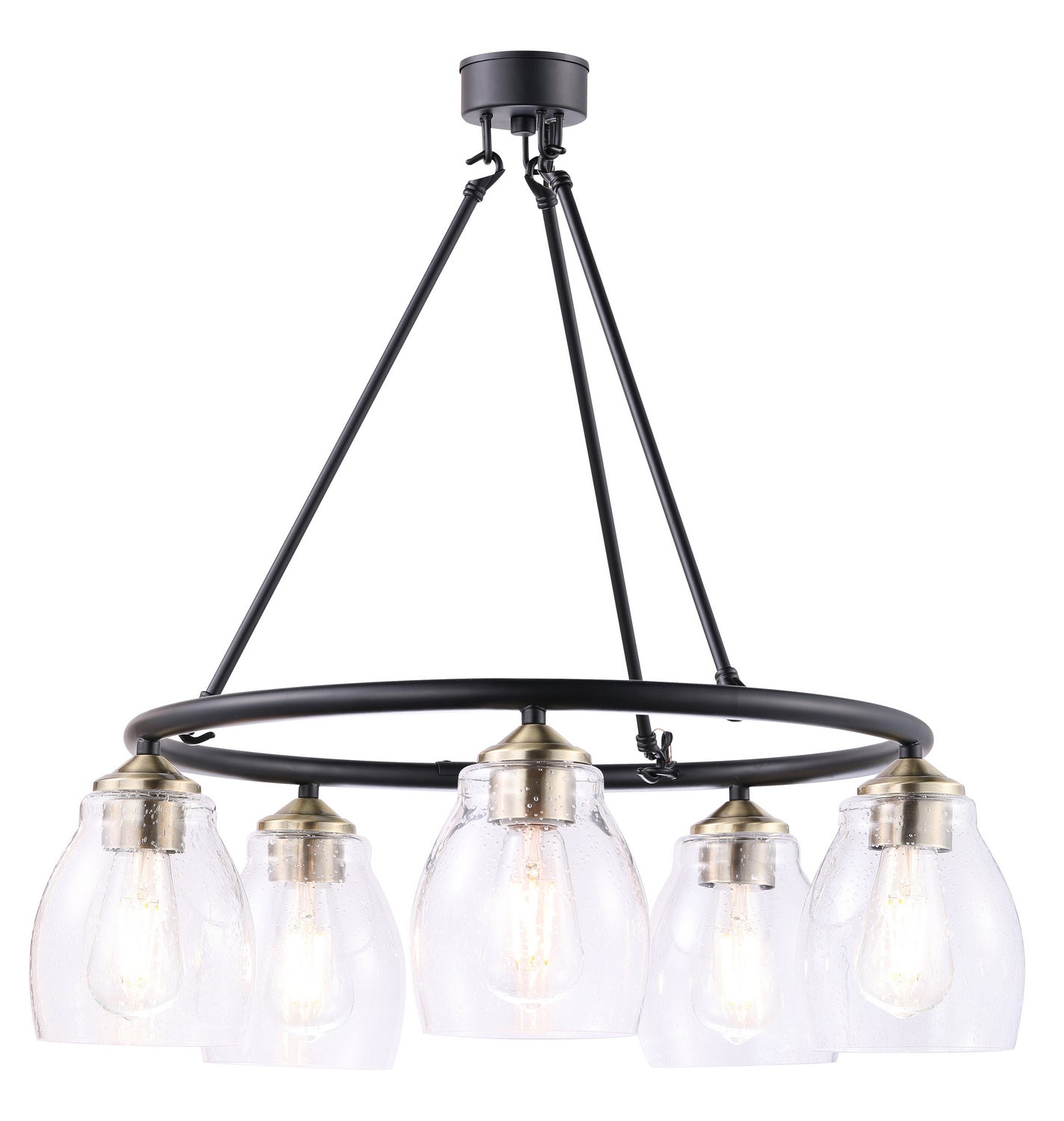 Product photo of the Winsley Five Light Chandelier in Coal w/Stained Brass ( SKU# 2435-878 )