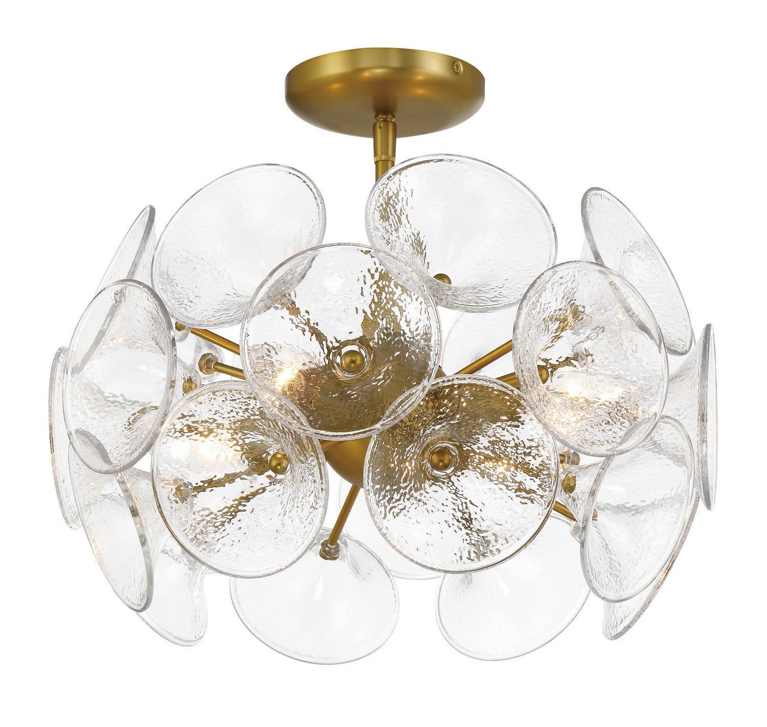 Product photo of the Winter Four Light Semi-Flush to Pendant in Soft Brass ( SKU# 3654-695 )