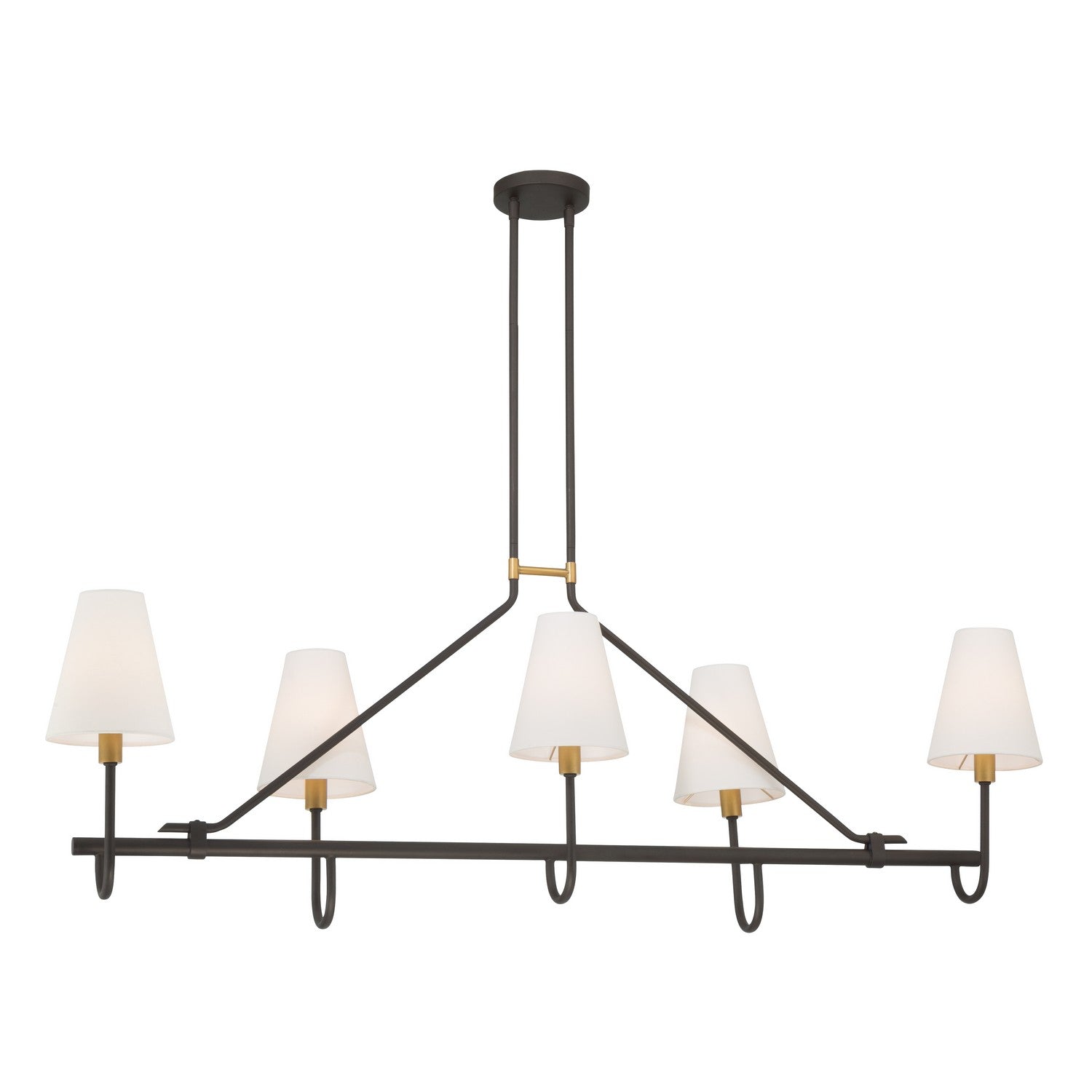 Product photo of the Bellforge Five Light Linear Chandelier in Legacy Brass ( SKU# 12105-855 )