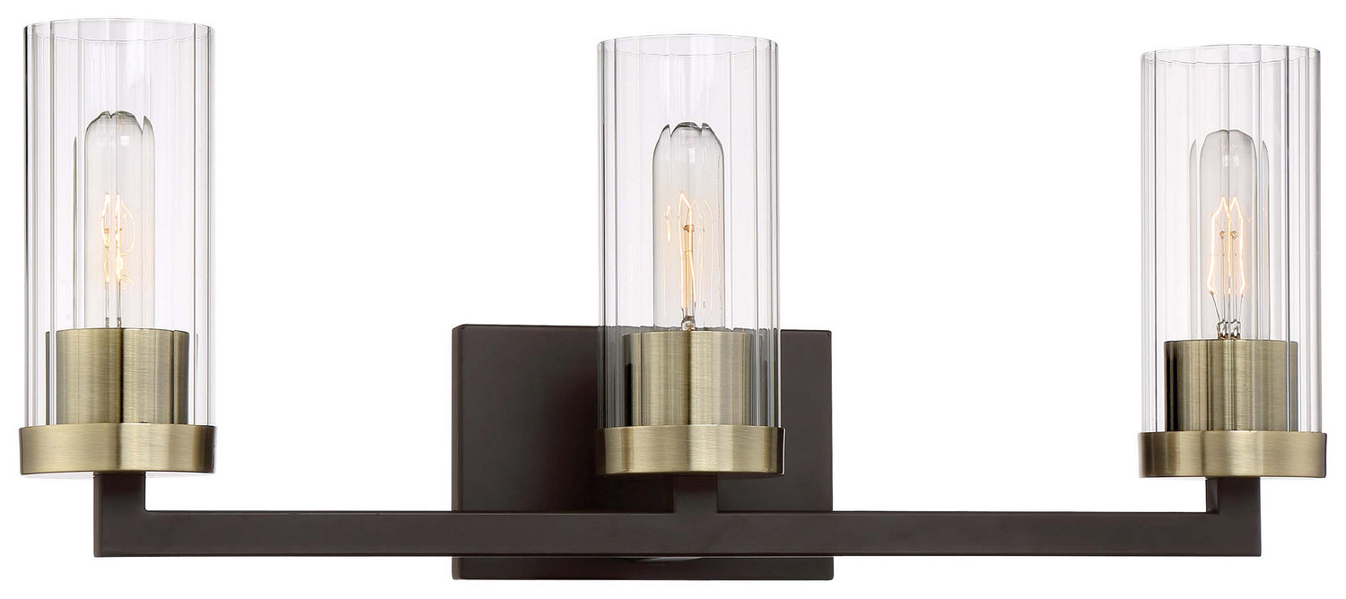 Product photo of the Ainsley Court Three Light Bath in Aged Kinston Bronze w/Brushed Brass Highlights ( SKU# 3043-560 )