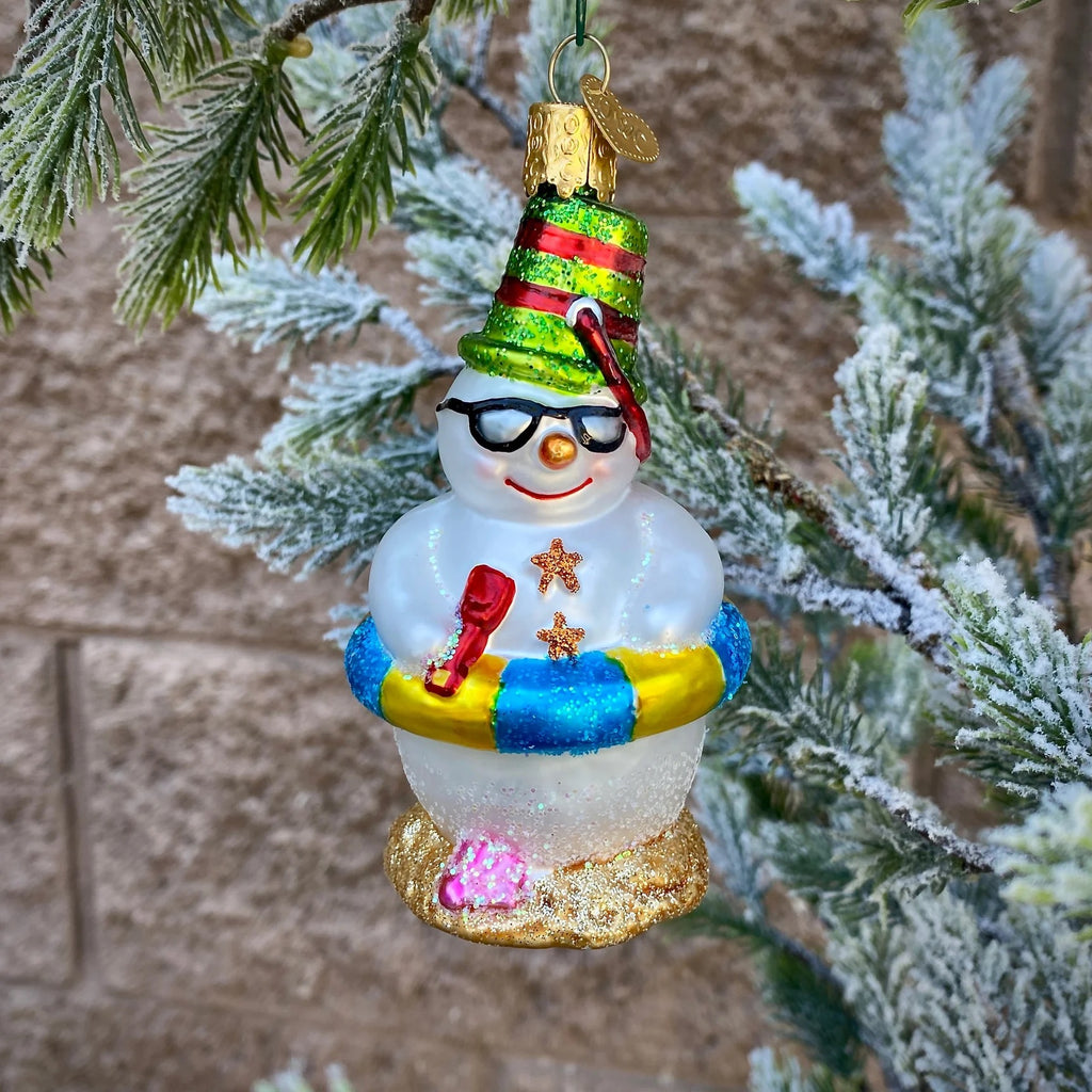 Old World Imports Beach Snowman Ornament