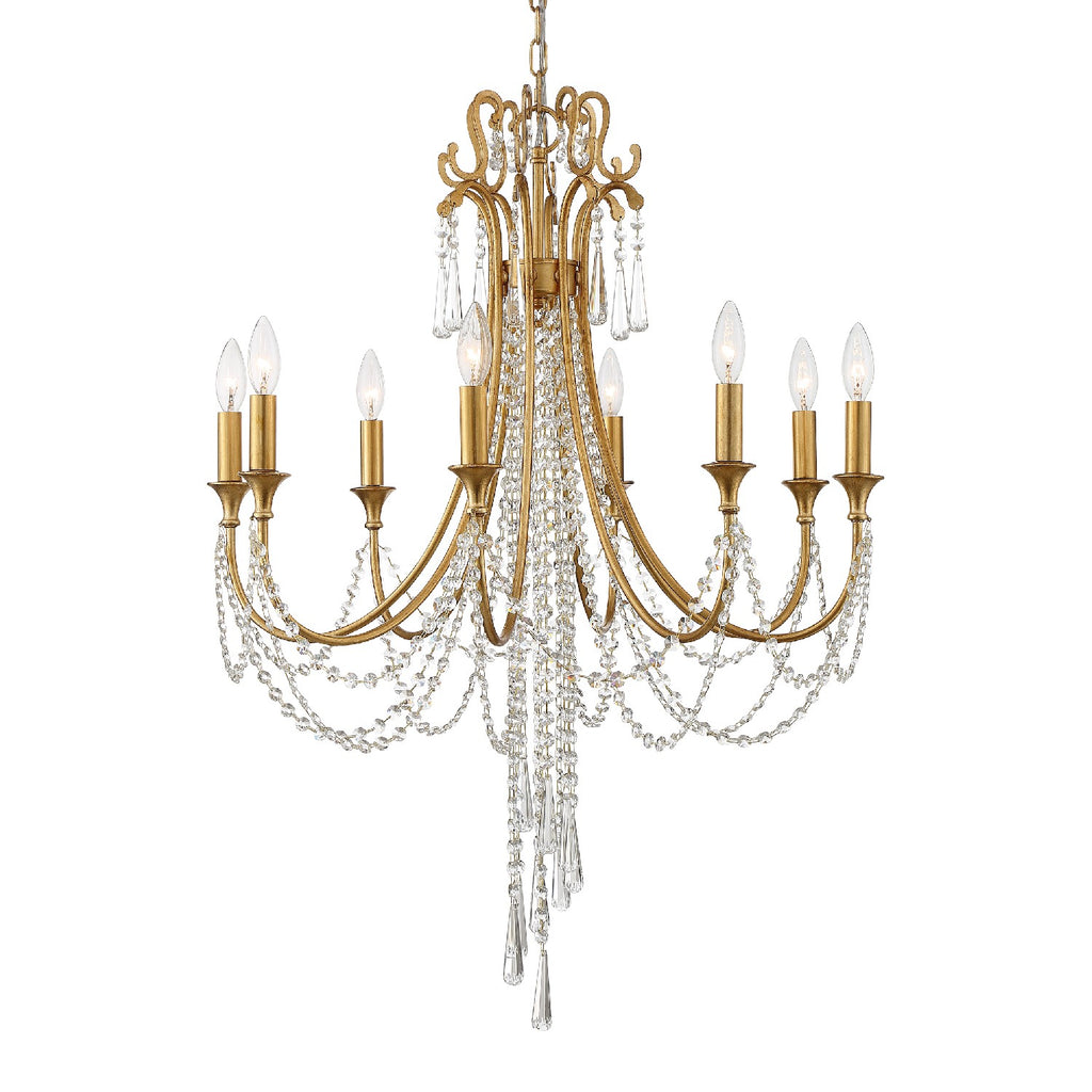 Buy the Arcadia Eight Light Chandelier in Antique Gold by Crystorama ( SKU# ARC-1908-GA-CL-MWP )