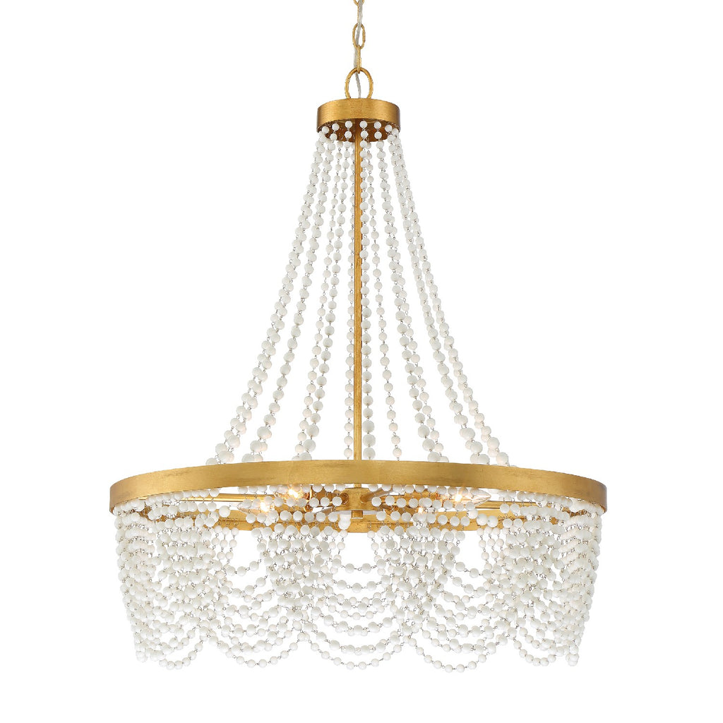 Buy the Fiona Four Light Chandelier in Antique Gold by Crystorama ( SKU# FIO-A9104-GA-WH )