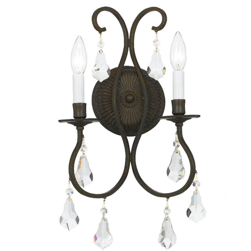 Buy the Ashton Two Light Wall Mount in English Bronze by Crystorama ( SKU# 5012-EB-CL-S )