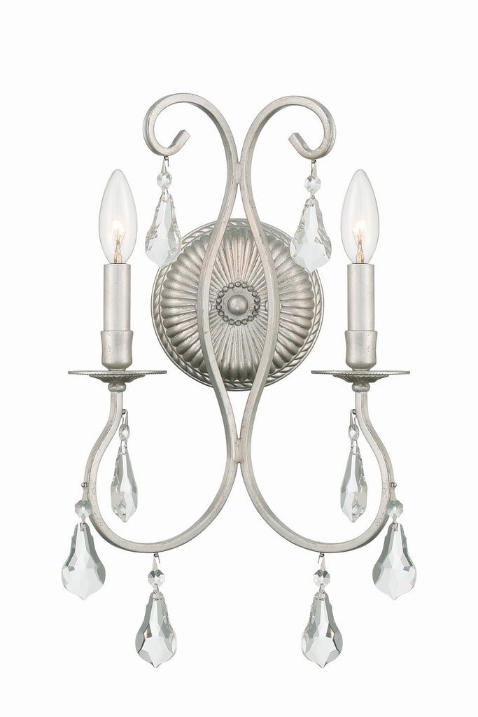 Buy the Ashton Two Light Wall Mount in Olde Silver by Crystorama ( SKU# 5012-OS-CL-S )