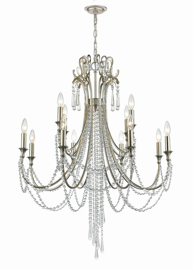Buy the Arcadia 12 Light Chandelier in Antique Silver by Crystorama ( SKU# ARC-1909-SA-CL-MWP )