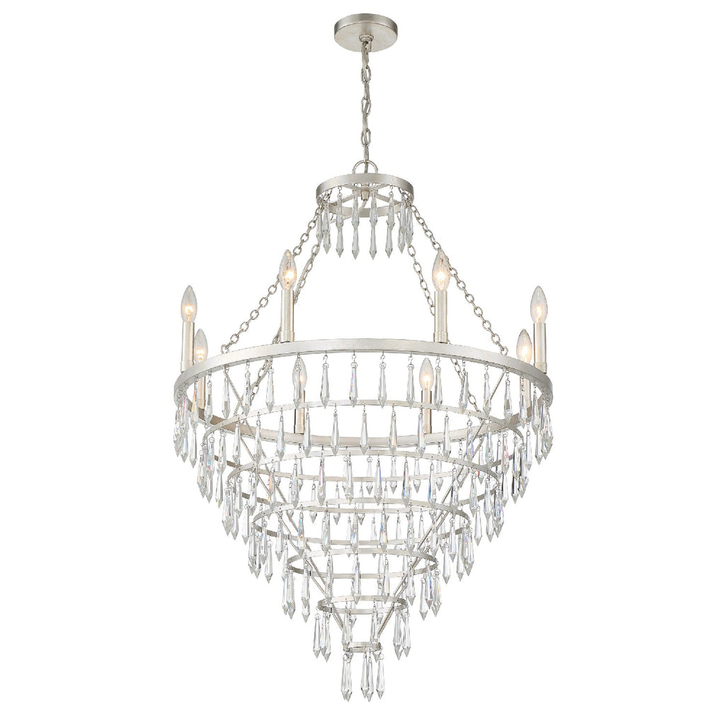 Buy the Lucille Eight Light Chandelier in Antique Silver by Crystorama ( SKU# LUC-A9068-SA )