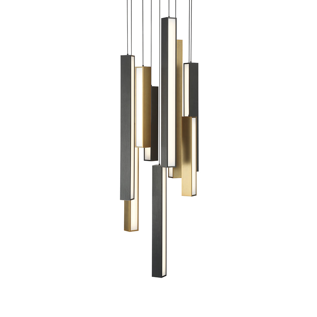 Buy the Chaos LED Pendant in Black/Aged Brass & Black by Modern Forms ( SKU# PD-64809R-BK/AB-BK )