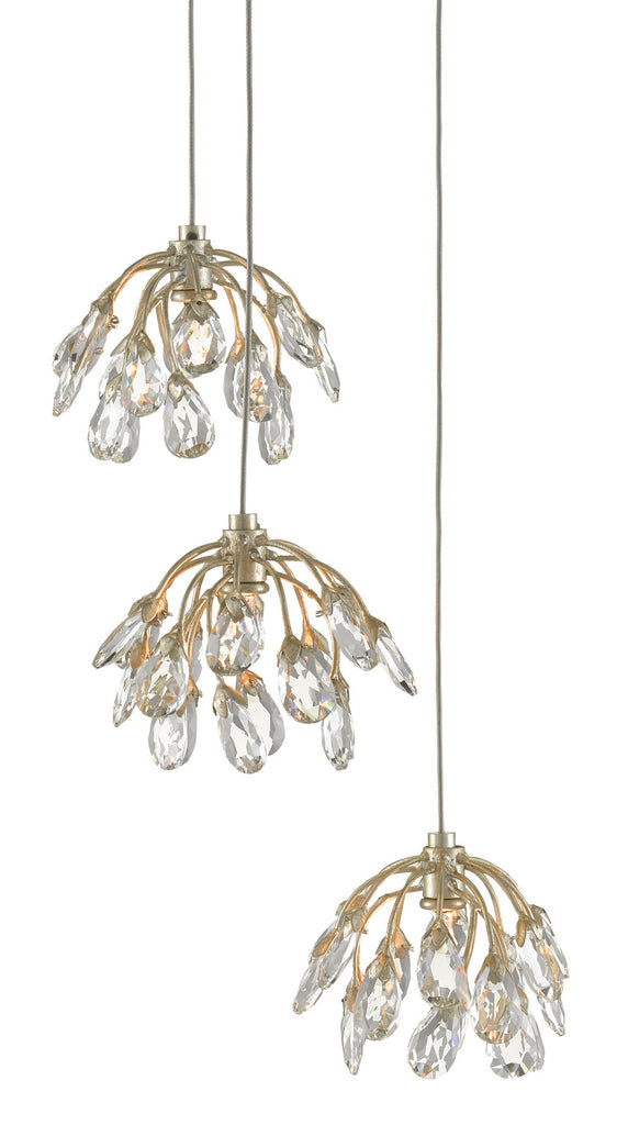 Buy the Crystal Three Light Pendant in Crystal/Contemporary Silver/Silver by Currey and Company ( SKU# 9000-0668 )