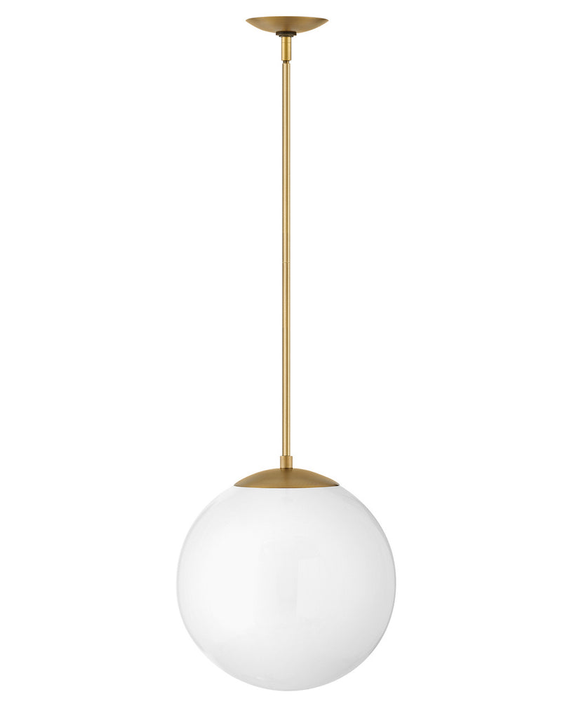 Buy the Warby LED Pendant in Heritage Brass with White glass by Hinkley ( SKU# 3744HB-WH )
