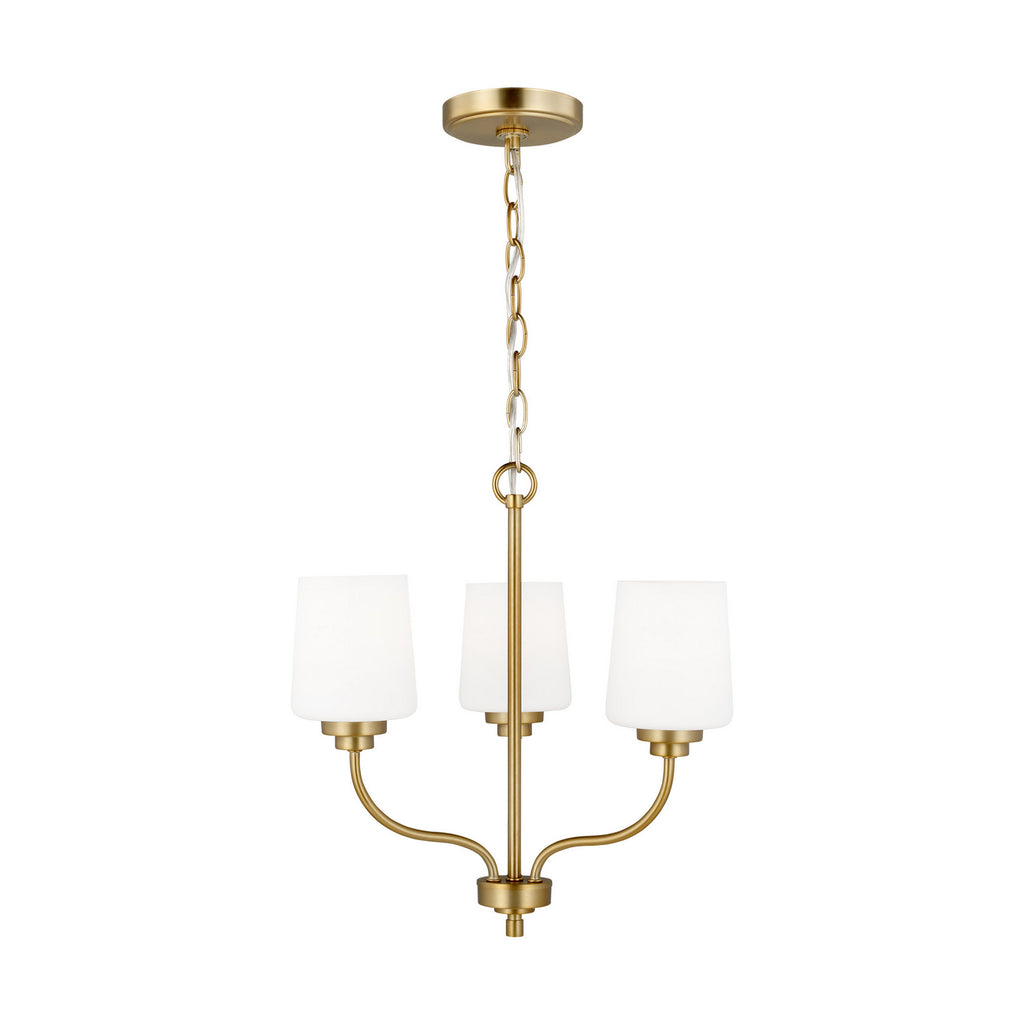 Buy the Windom Three Light Chandelier in Satin Brass by Generation Lighting. ( SKU# 3102803-848 )