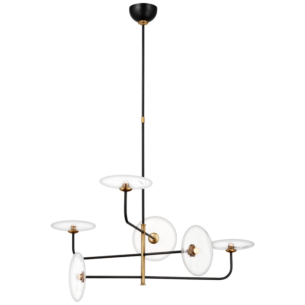 Buy the Calvino LED Chandelier in Aged Iron And Hand-Rubbed Antique Brass by Visual Comfort Signature ( SKU# S 5692AI/HAB-CG )