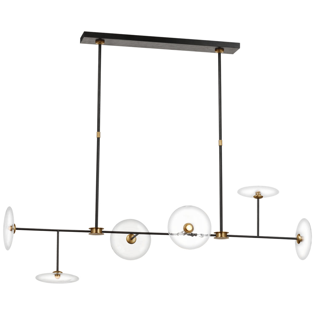 Buy the Calvino LED Chandelier in Aged Iron And Hand-Rubbed Antique Brass by Visual Comfort Signature ( SKU# S 5695AI/HAB-CG )