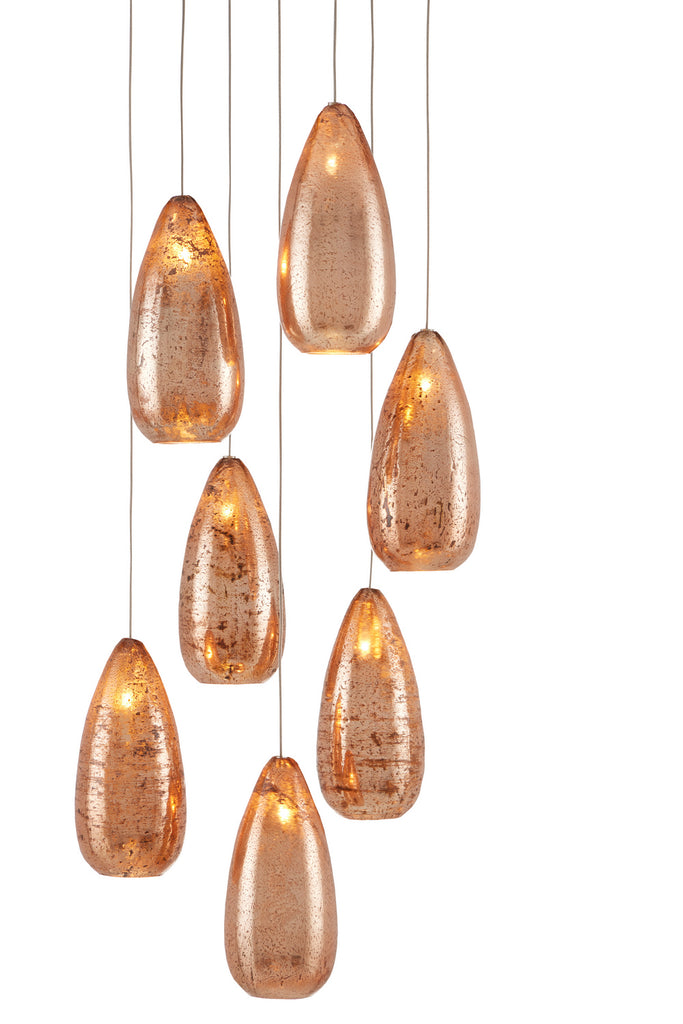 Buy the Rame Seven Light Pendant in Copper/Silver/Painted Silver by Currey and Company ( SKU# 9000-0904 )