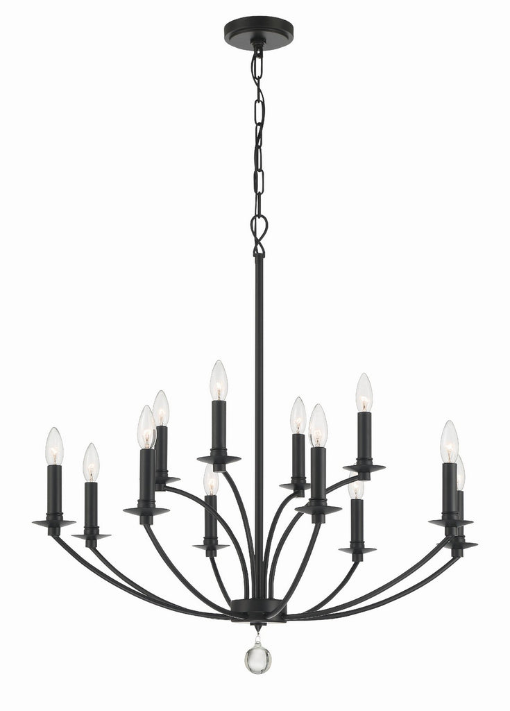 Buy the Mila 12 Light Chandelier in Black by Crystorama ( SKU# MIL-8012-BK )