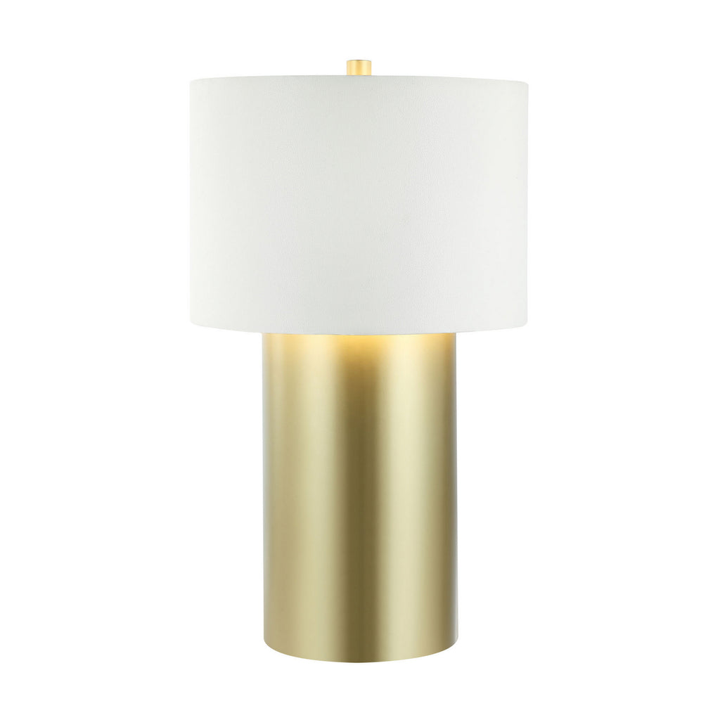 Secret Agent One Light Table Lamp in Painted Gold/White Leather by Varaluz ( SKU# 368T01GOW )