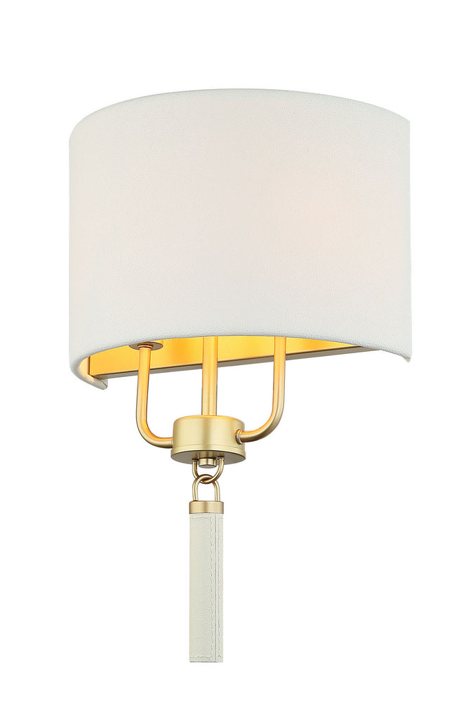 Secret Agent Two Light Wall Sconce in Painted Gold/White Leather by Varaluz ( SKU# 368W02GOW )
