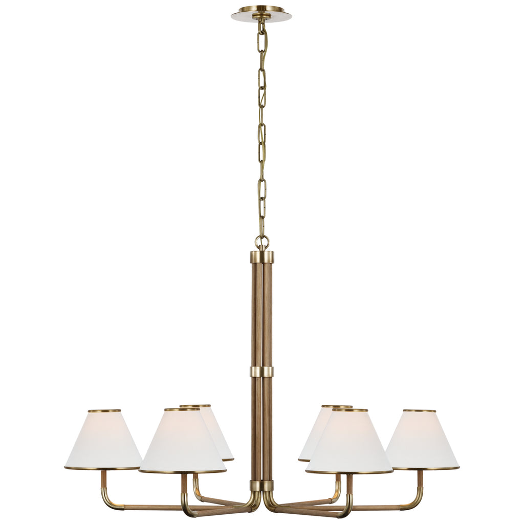 Buy the Rigby LED Chandelier in Soft Brass And Natural Oak by Visual Comfort Signature ( SKU# MF 5056SB/NO-L )