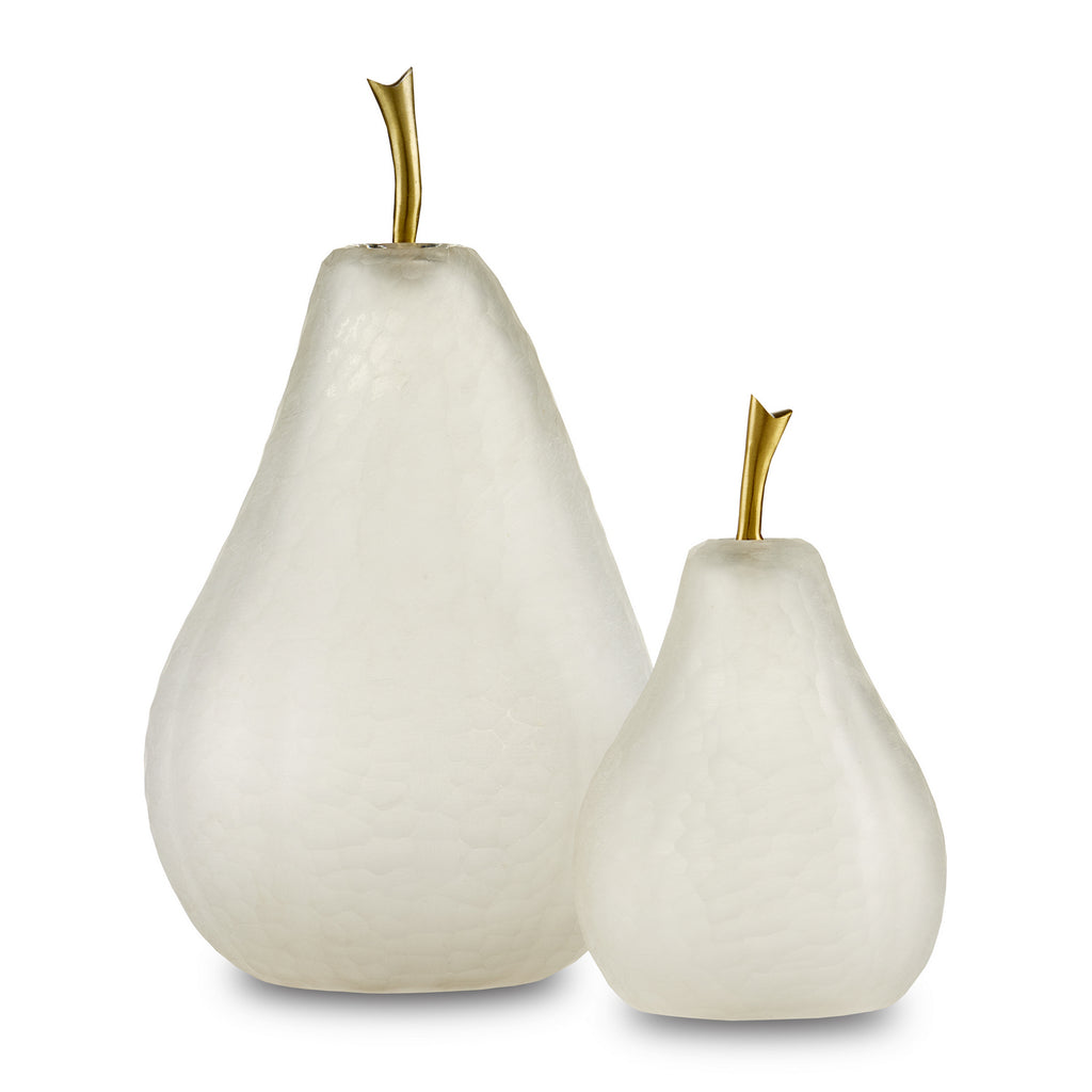 Buy the Pear Pear Set of 2 in Matte Frost/Brass by Currey and Company ( SKU# 1200-0641 )
