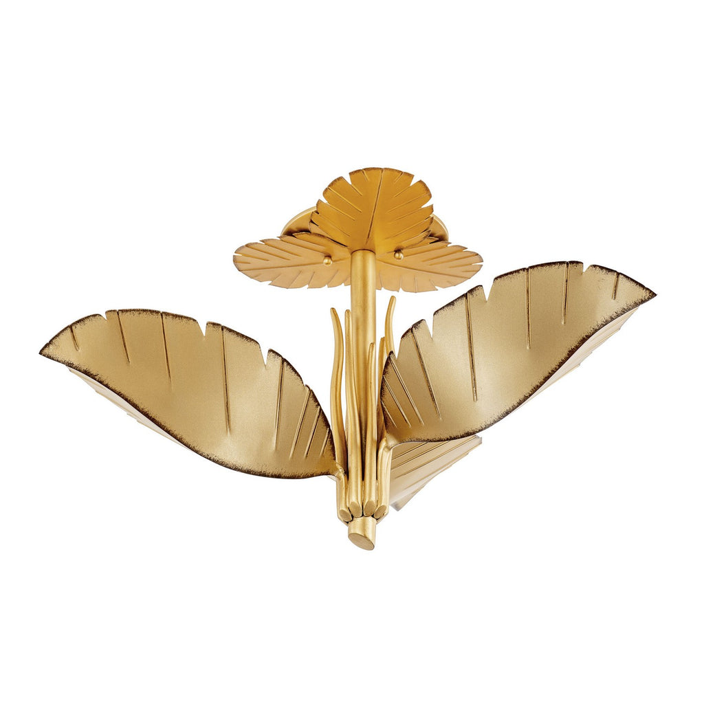 Banana Leaf Three Light Semi-Flush Mount in Gold/Dark Edging by Varaluz ( SKU# 901S03GO )