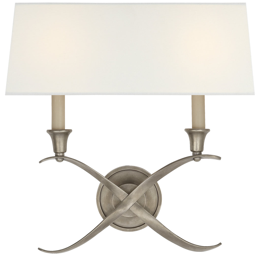 Buy the Cross Bouillotte Two Light Wall Sconce in Antique Nickel by Visual Comfort Signature ( SKU# CHD 1191AN-L )
