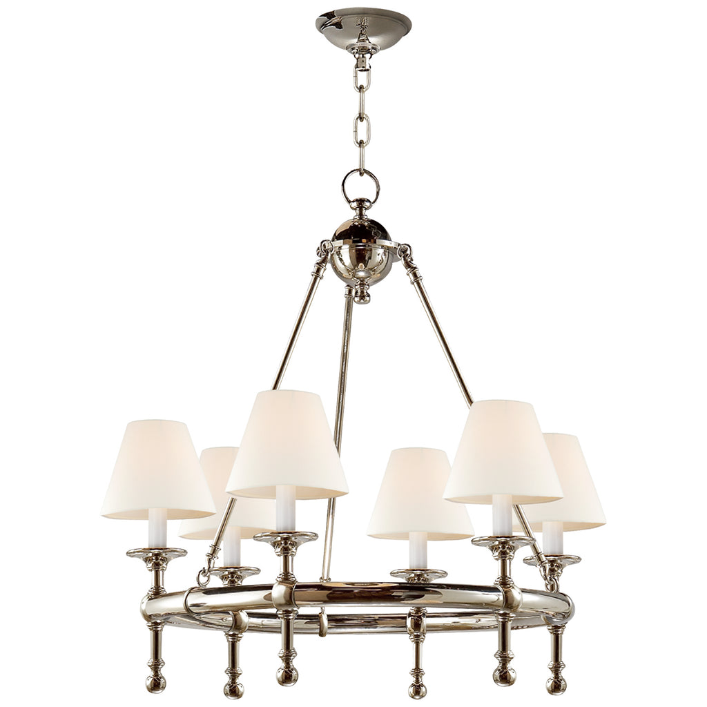 Buy the Classic Six Light Chandelier in Polished Nickel by Visual Comfort Signature ( SKU# SL 5814PN-L )