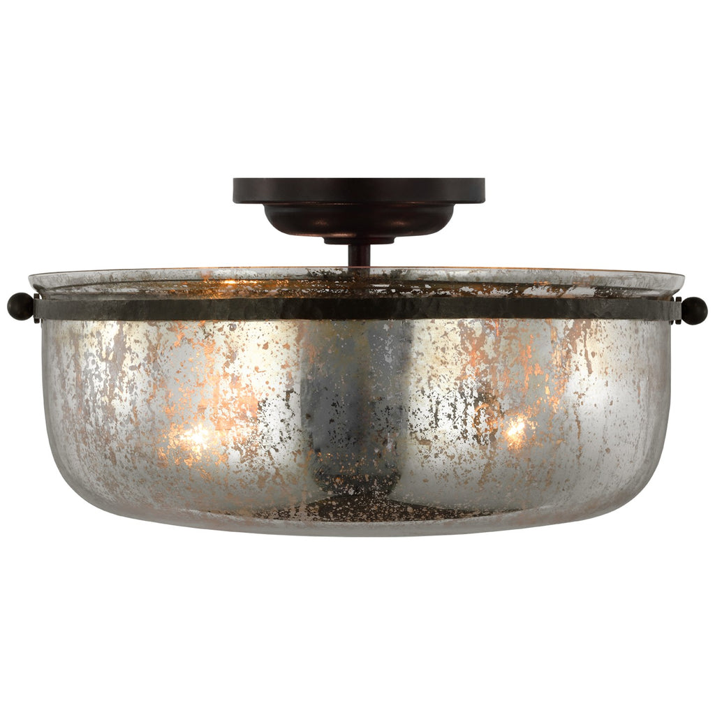Buy the Lorford LED Semi-Flush Mount in Aged Iron by Visual Comfort Signature ( SKU# CHC 4269AI-MG )