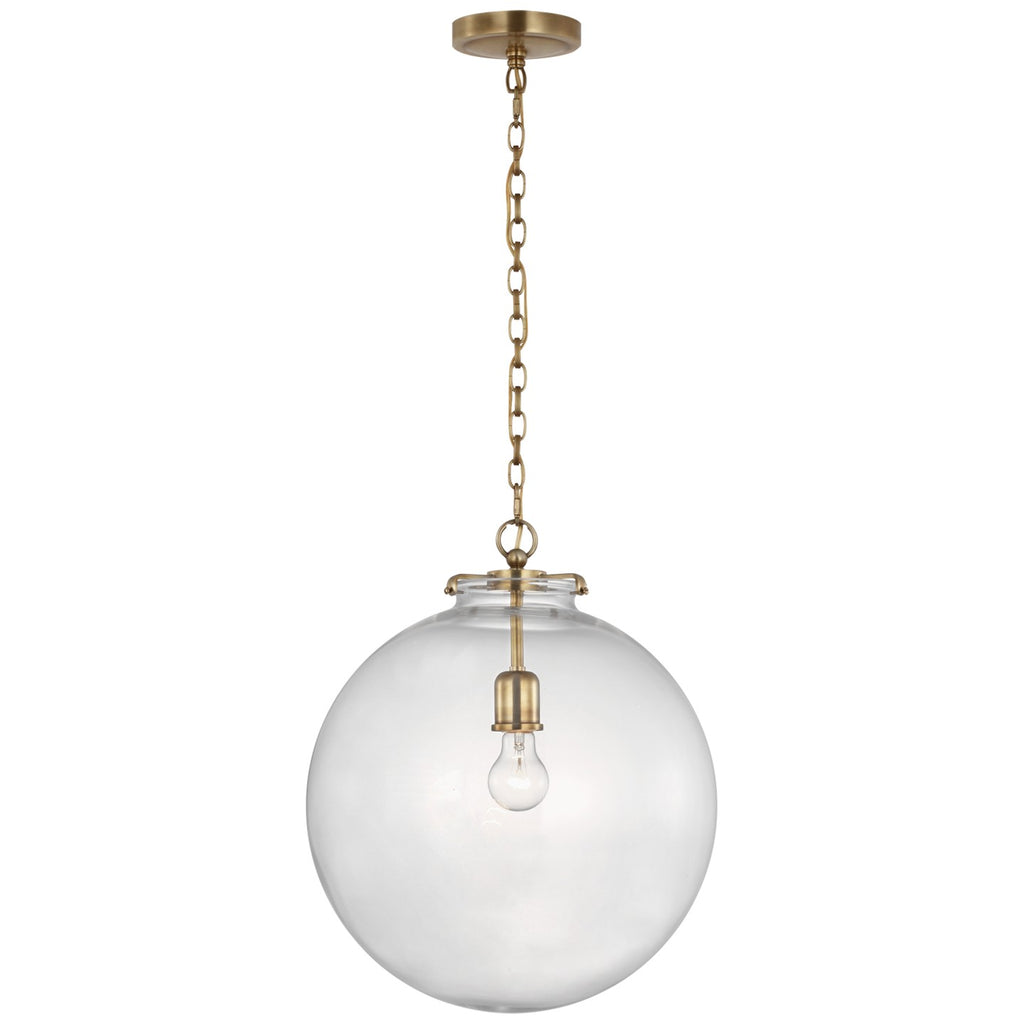 Buy the Katie Globe LED Pendant in Hand-Rubbed Antique Brass by Visual Comfort Signature ( SKU# TOB 5227HAB/G4-CG )