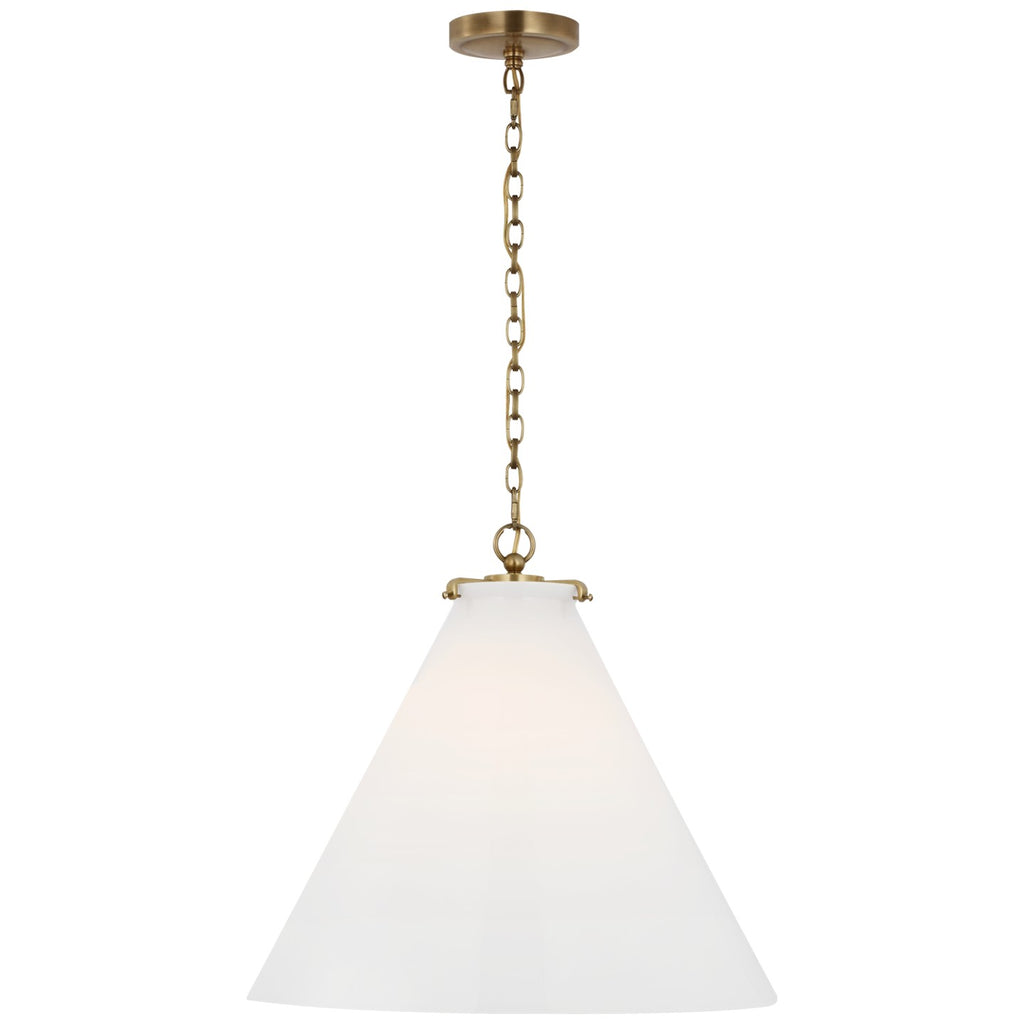 Buy the Katie Conical LED Pendant in Hand-Rubbed Antique Brass by Visual Comfort Signature ( SKU# TOB 5227HAB/G6-WG )