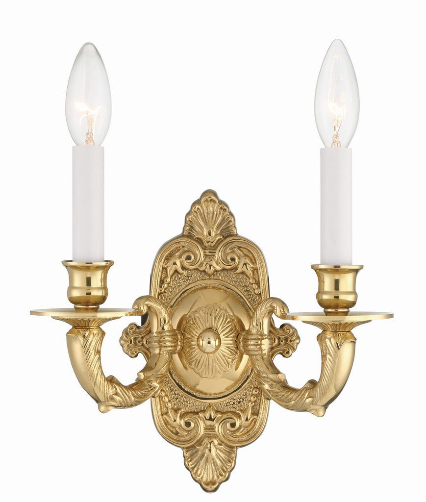 Buy the Cast Brass Wall Mount Two Light Wall Mount in Polished Brass by Crystorama ( SKU# 642-PB )