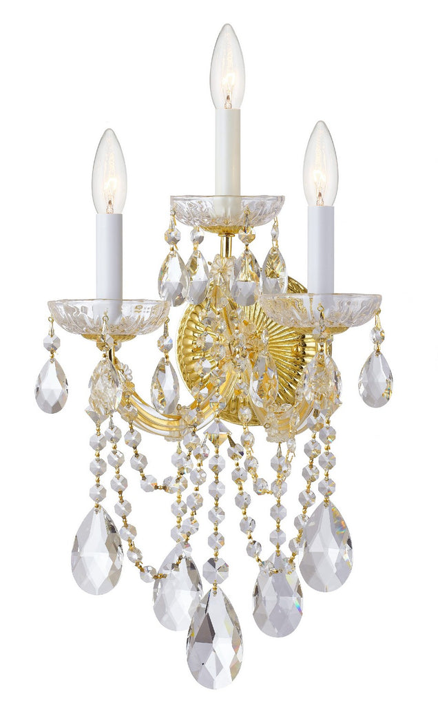 Buy the Maria Theresa Three Light Wall Mount in Gold by Crystorama ( SKU# 4423-GD-CL-SAQ )