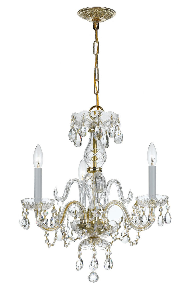 Buy the Traditional Crystal Three Light Mini Chandelier in Polished Brass by Crystorama ( SKU# 5044-PB-CL-SAQ )