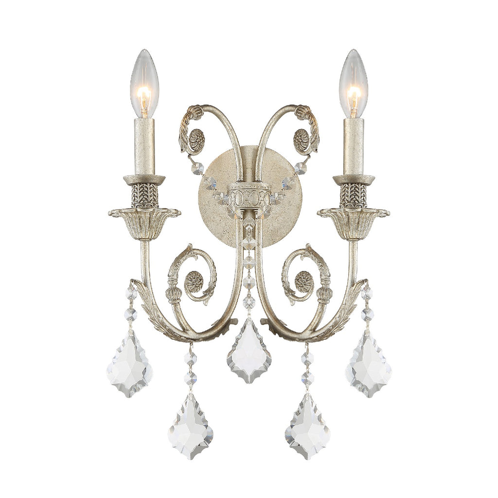 Buy the Regis Two Light Wall Mount in Olde Silver by Crystorama ( SKU# 5112-OS-CL-MWP )