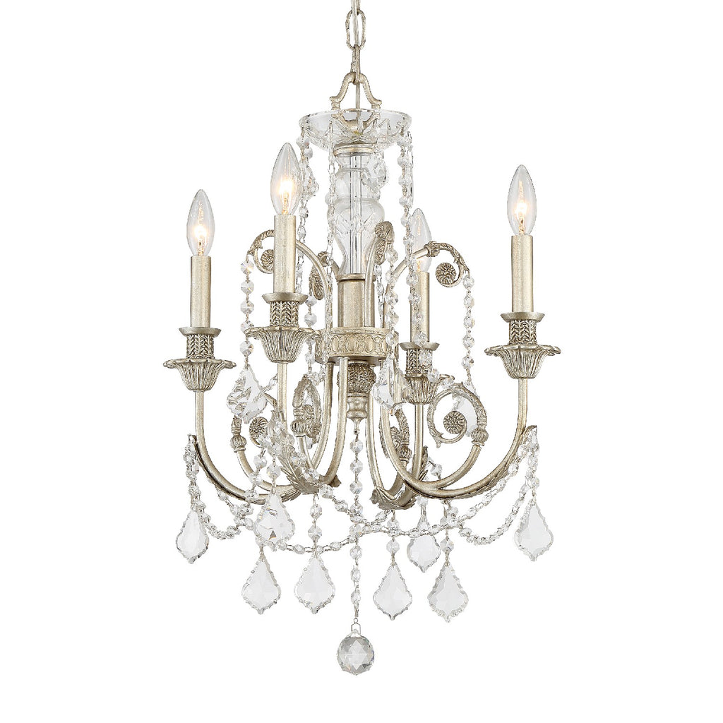 Buy the Regis Four Light Mini Chandelier in Olde Silver by Crystorama ( SKU# 5114-OS-CL-MWP )