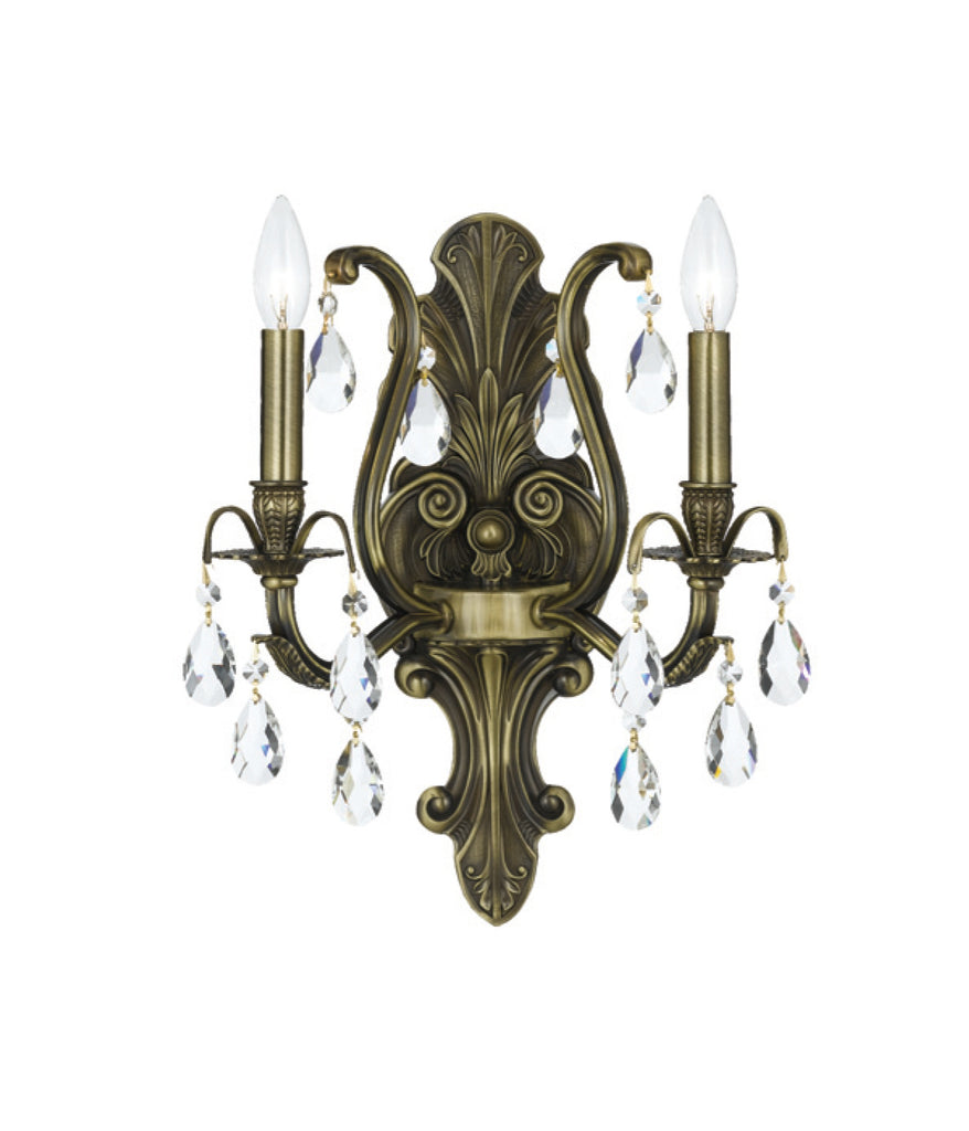 Buy the Dawson Two Light Wall Mount in Antique Brass by Crystorama ( SKU# 5563-AB-CL-S )