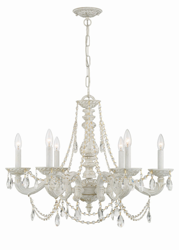 Buy the Paris Market Six Light Chandelier in Antique White by Crystorama ( SKU# 5026-AW-CL-S )