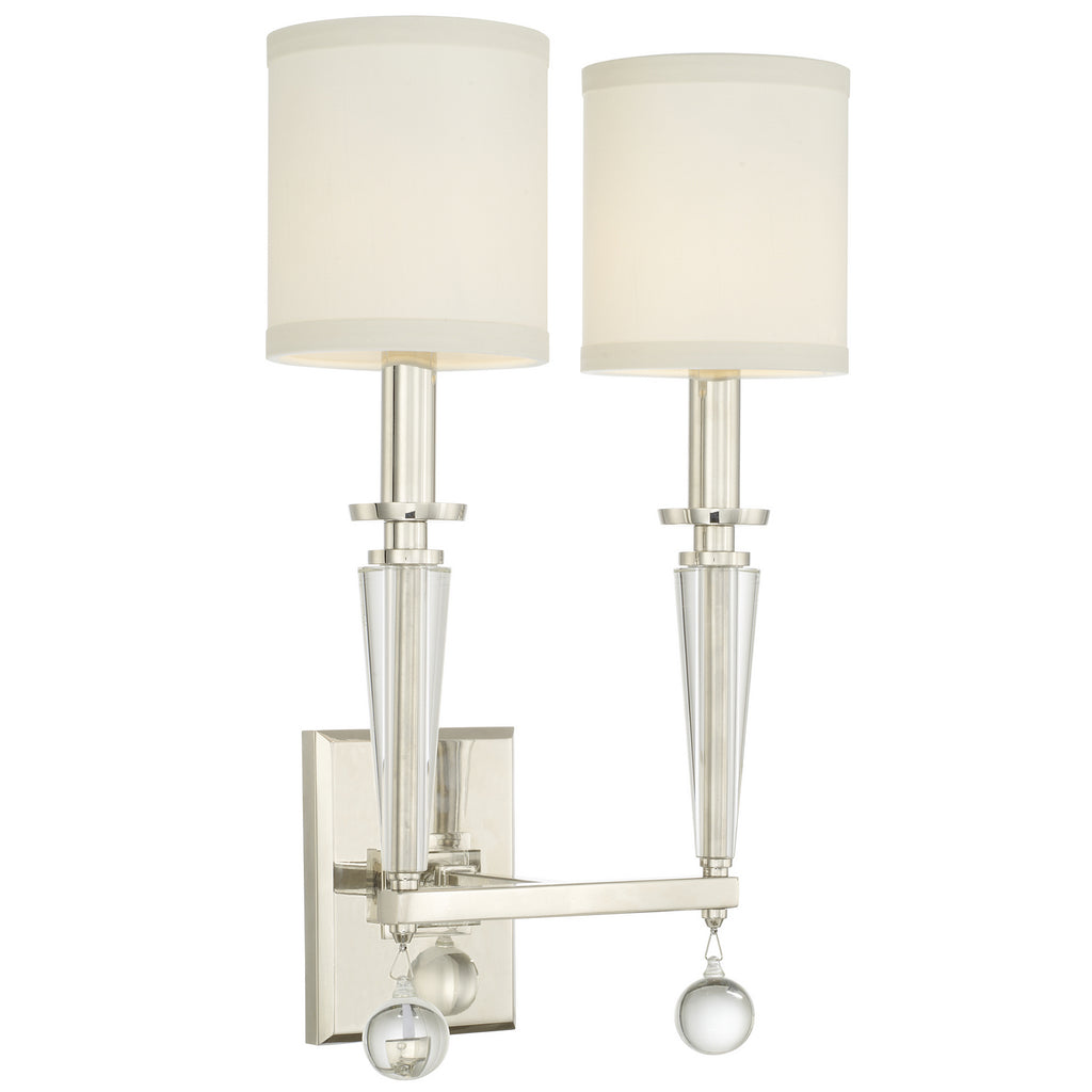 Buy the Paxton Two Light Wall Mount in Polished Nickel by Crystorama ( SKU# 8102-PN )