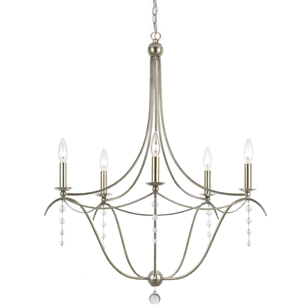 Buy the Metro Five Light Chandelier in Antique Silver by Crystorama ( SKU# 435-SA )