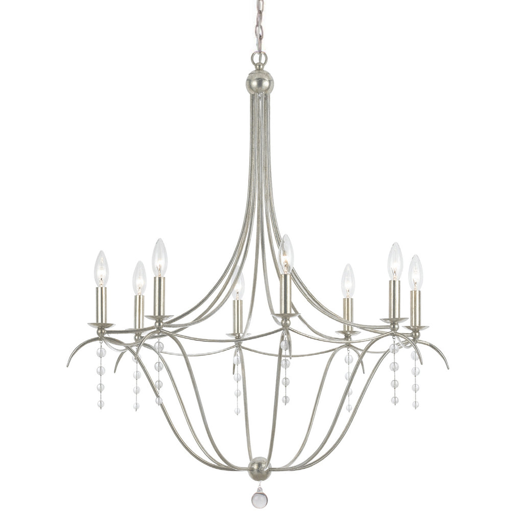 Buy the Metro Eight Light Chandelier in Antique Silver by Crystorama ( SKU# 438-SA )