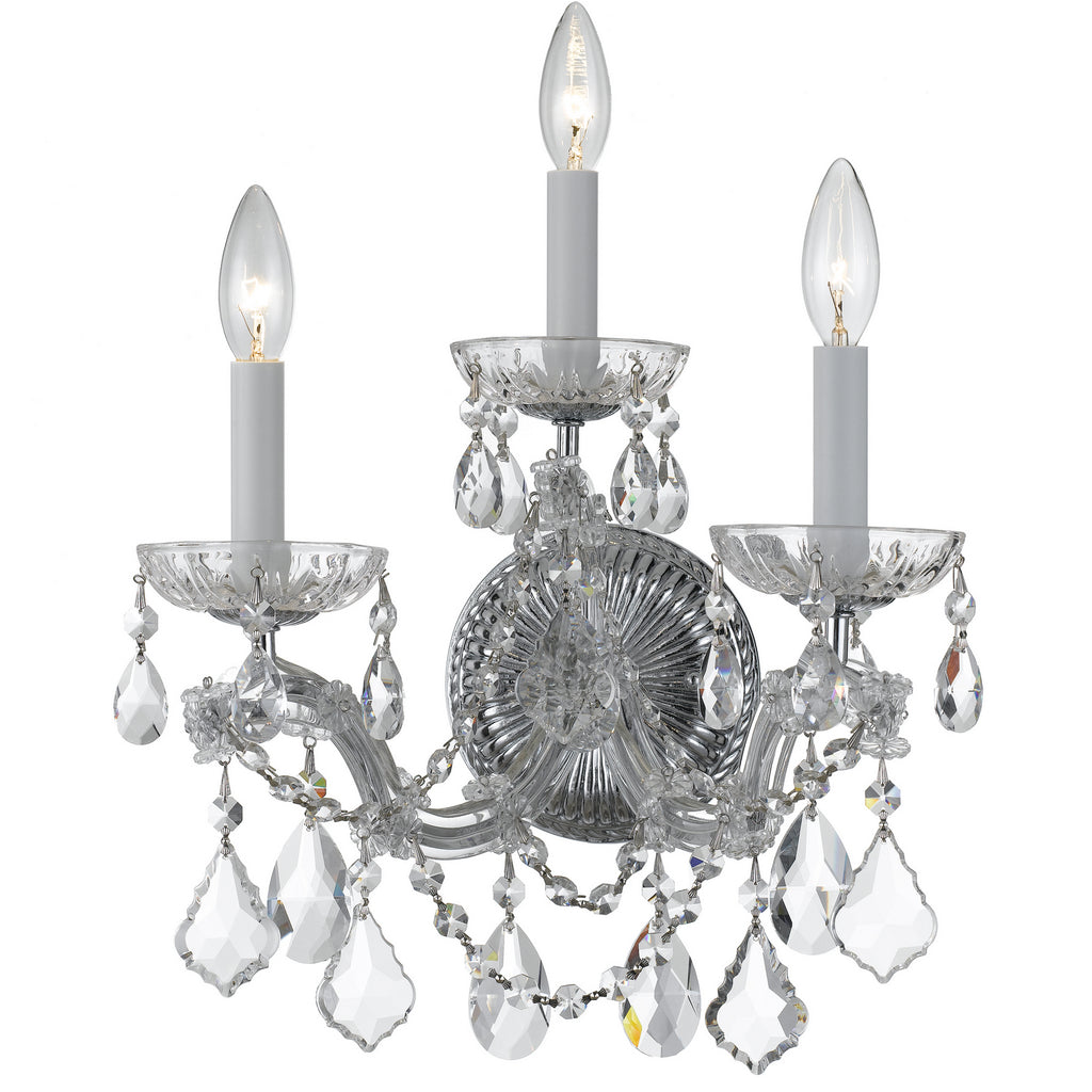 Buy the Maria Theresa Three Light Wall Mount in Polished Chrome by Crystorama ( SKU# 4403-CH-CL-SAQ )