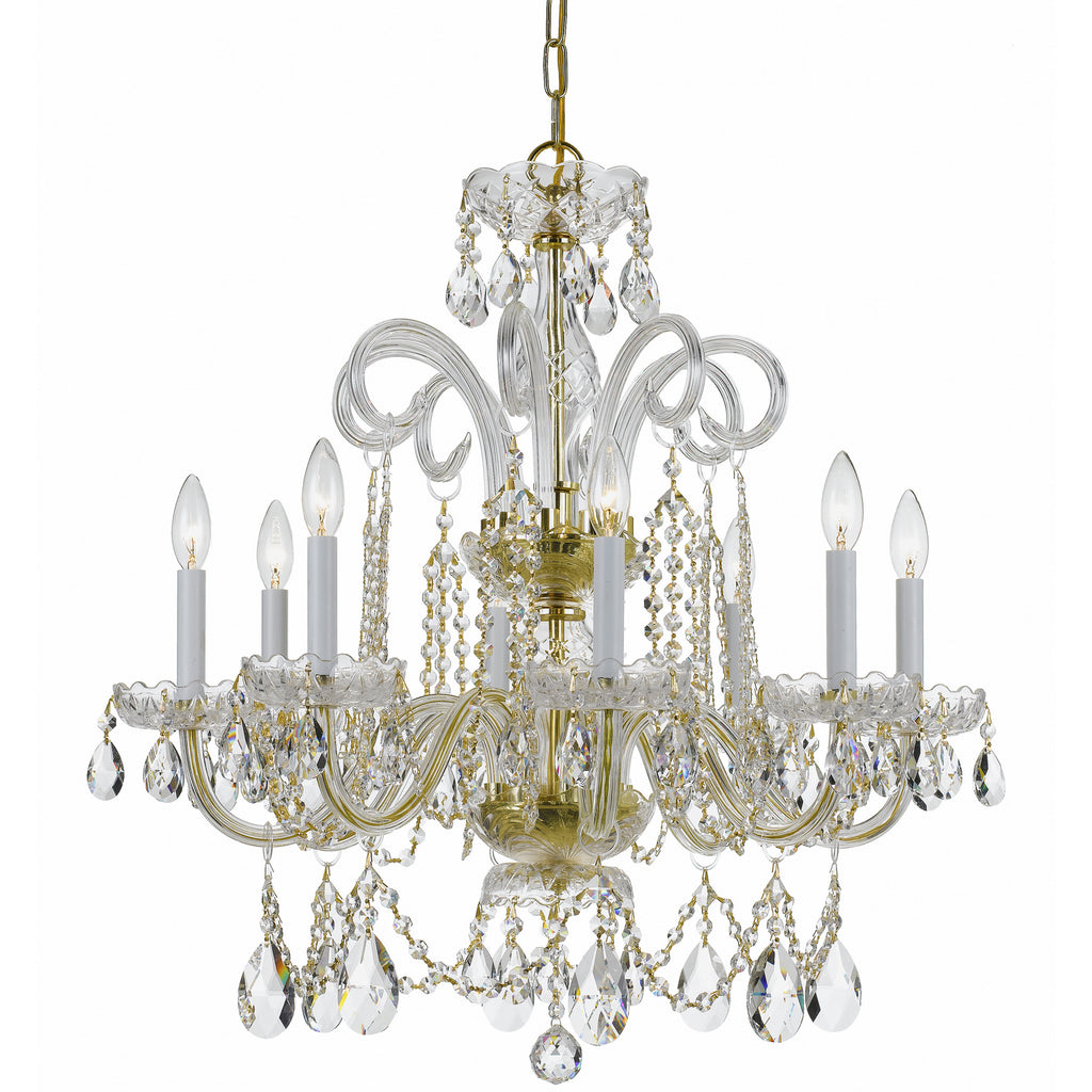 Buy the Traditional Crystal Eight Light Chandelier in Polished Brass by Crystorama ( SKU# 5008-PB-CL-SAQ )