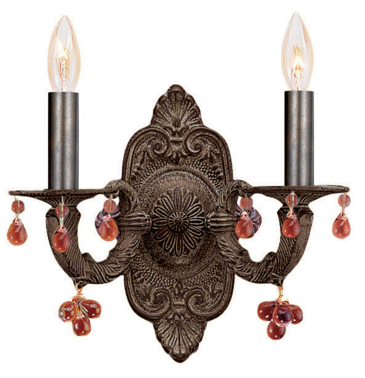 Buy the Paris Market Two Light Wall Mount in Venetian Bronze by Crystorama ( SKU# 5200-VB-AMBER )