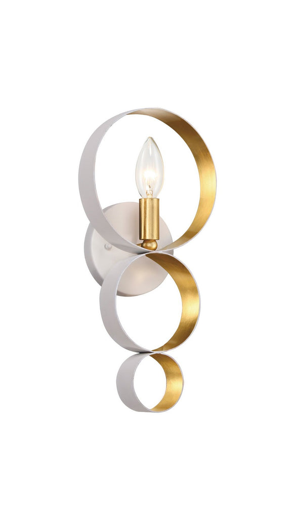 Buy the Luna One Light Wall Mount in Matte White / Antique Gold by Crystorama ( SKU# 581-MT-GA )