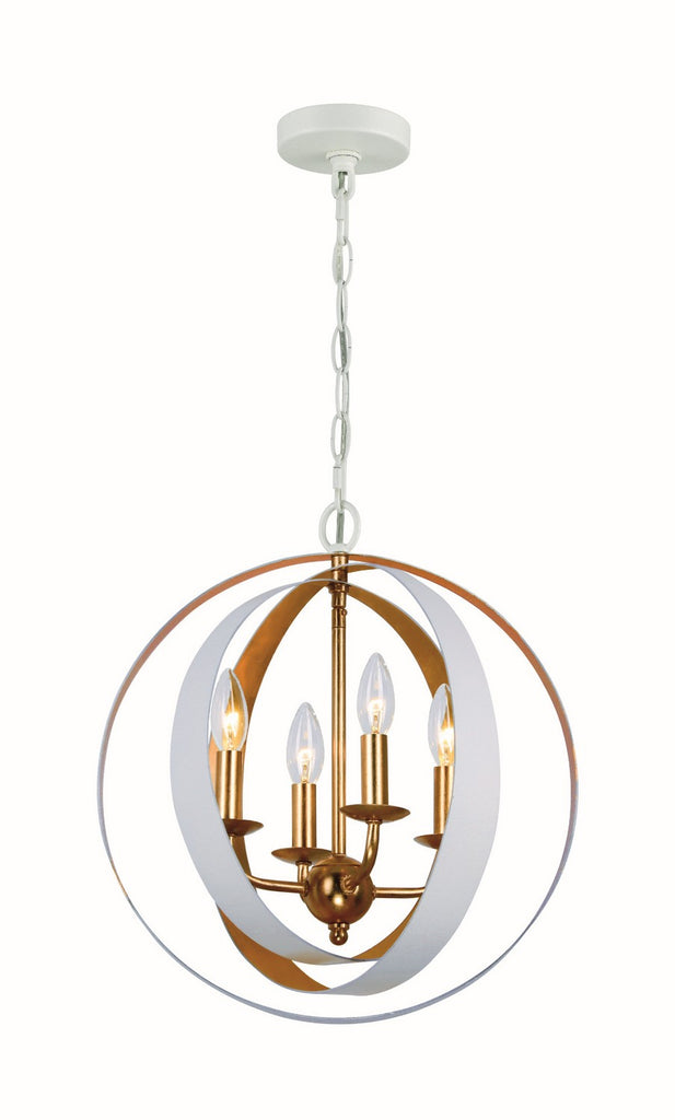 Buy the Luna Four Light Mini Chandelier in Matte White / Antique Gold by Crystorama ( SKU# 584-MT-GA )
