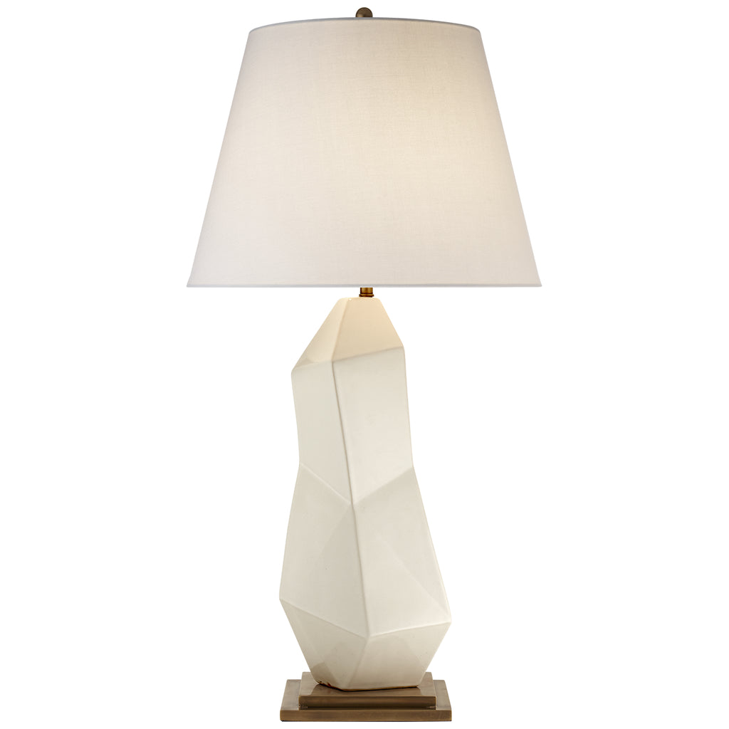 Buy the Bayliss One Light Table Lamp in White Leather Ceramic by Visual Comfort Signature ( SKU# KW 3046WLC-L )