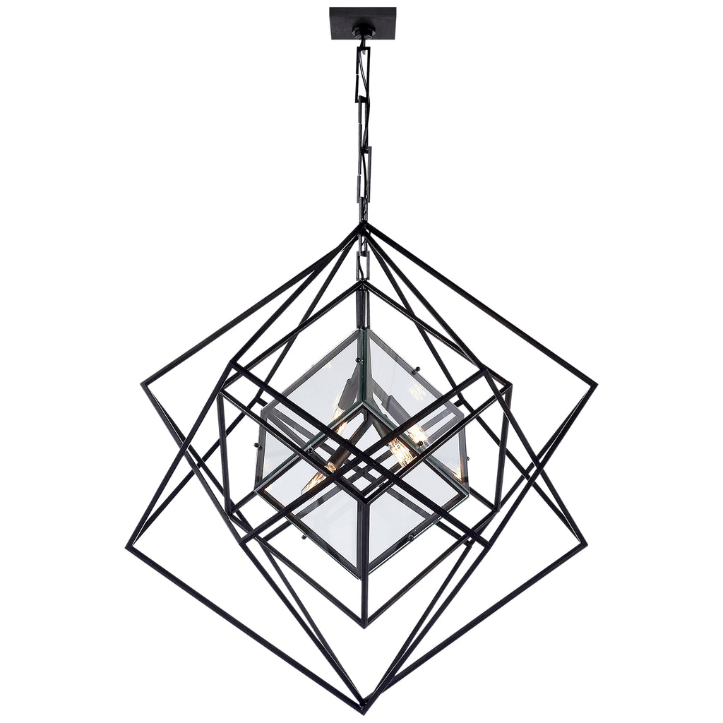 Buy the Cubist Four Light Chandelier in Aged Iron by Visual Comfort Signature ( SKU# KW 5021AI-CG )