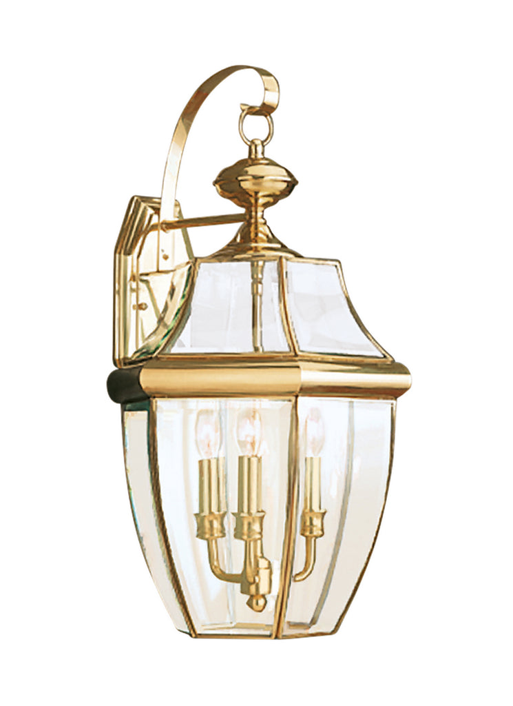 Buy the Lancaster Three Light Outdoor Wall Lantern in Polished Brass by Generation Lighting. ( SKU# 8040EN-02 )